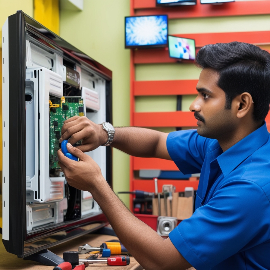 Leonardo_Phoenix_An_LED_TV_engineer_repairing_an_LED_TV_in_his_3
